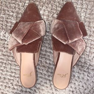 J Crew Velvet Slides